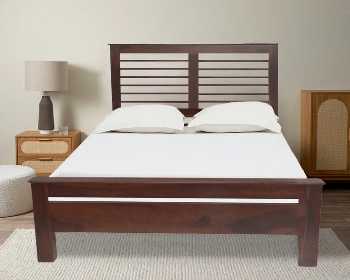 Translation missing: en.Solid Sheesham Wood Queen Size Bed for Bedroom Wooden Double Bed Without Storage for Beautiful Home, Living Room and Hotel 