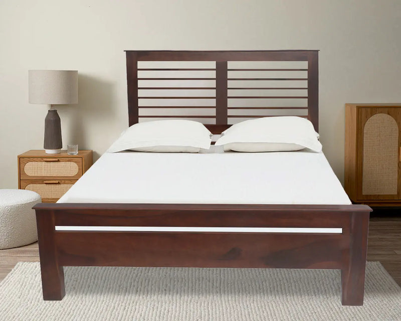 Solid Sheesham Wood Queen Size Bed for Bedroom Wooden Double Bed Without Storage for Beautiful Home, Living Room and Hotel 