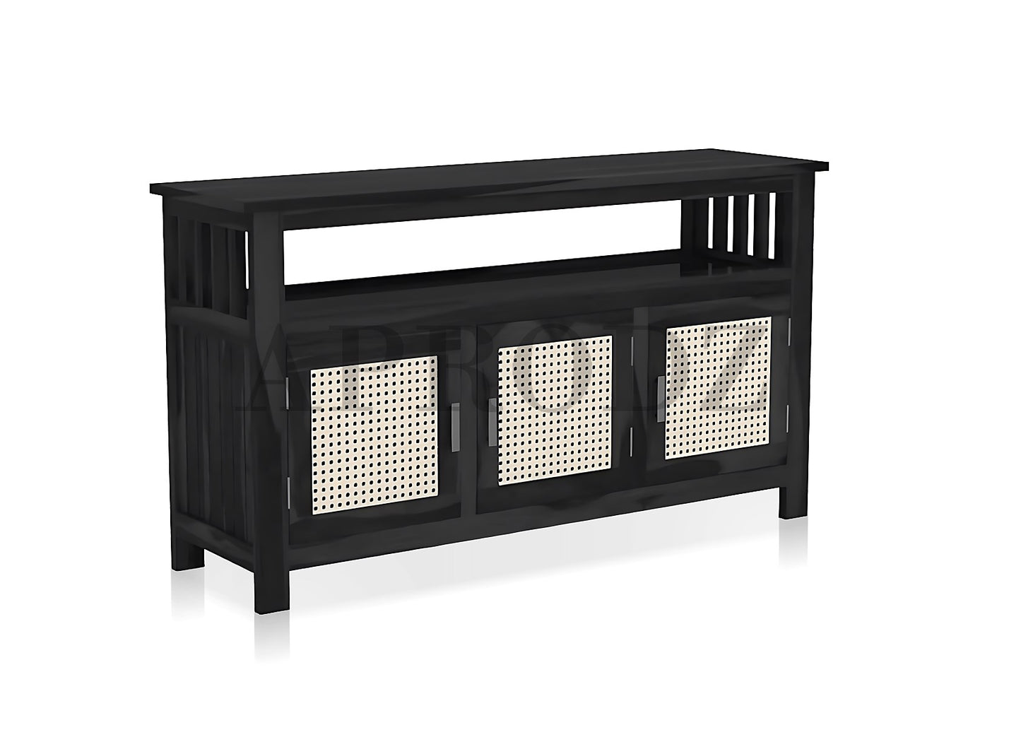 Kitchen Sideboard with Glass Doors | 2 Shelves Sheesham Wood Storage Organizer | Durable Stylish Wooden Furniture | Elegant Design Compact Multifunctional Home Decor