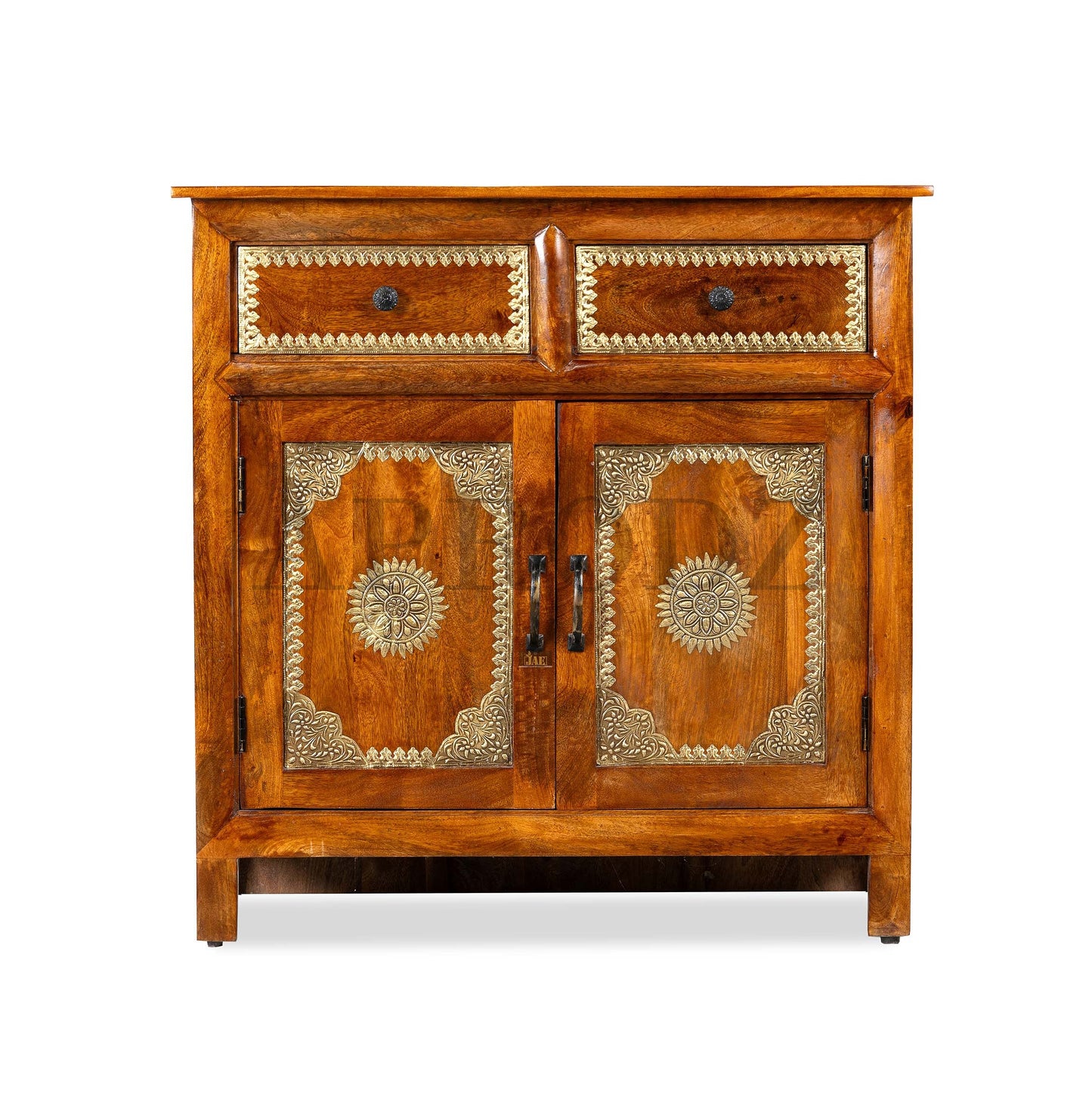 Wooden Brass Fitted Cabinet with Door & Drawer Storage (Multicolor)