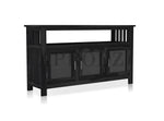 Kitchen Sideboard with Glass Doors | 2 Shelves Sheesham Wood Storage Organizer | Durable Stylish Wooden Furniture | Elegant Design Compact Multifunctional Home Decor 