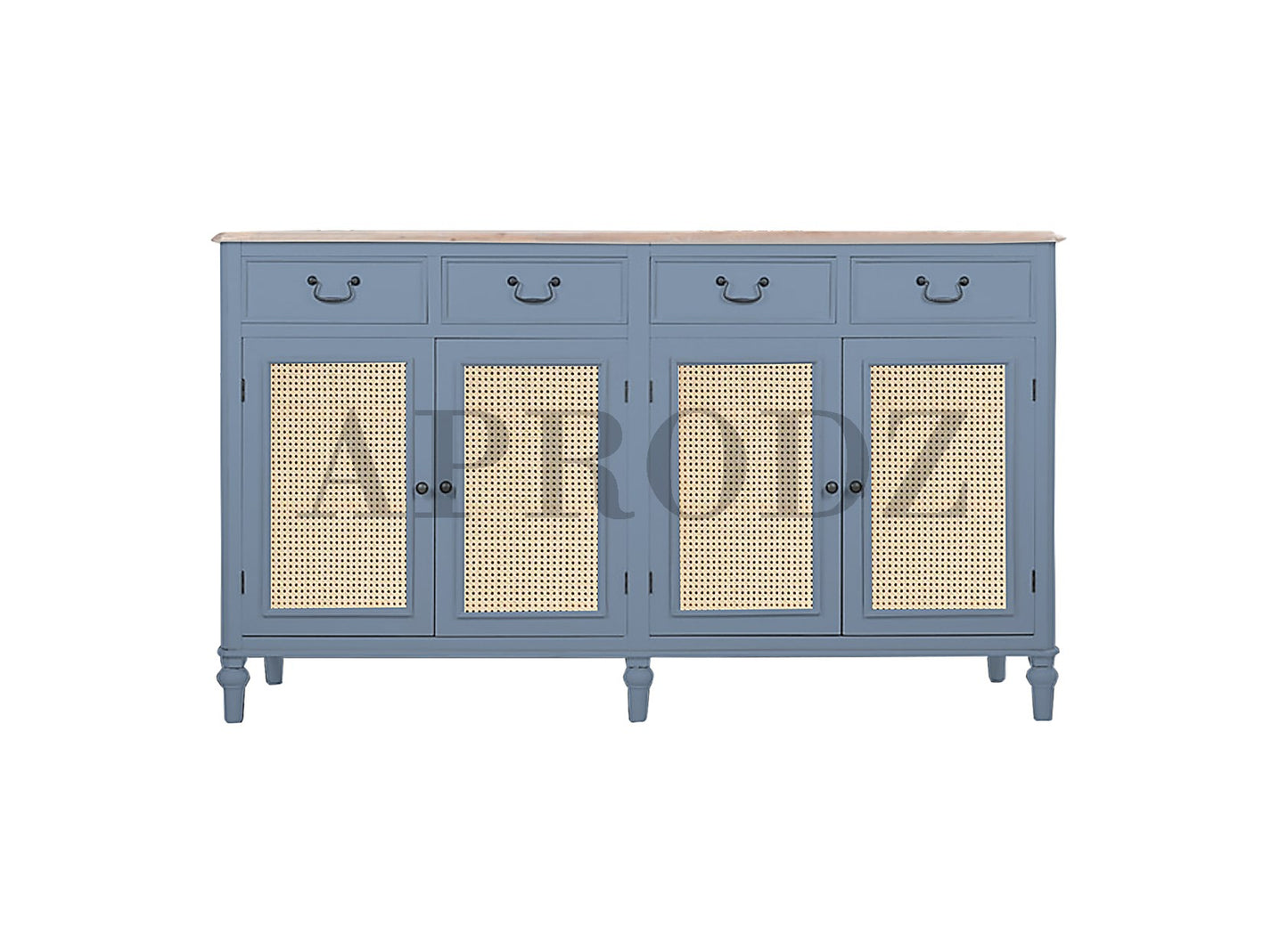 Cabinet with Cane | Front 4 Drawers 2 Shelves | Mango Wood Storage Organizer Rustic Durable Stylish Wooden Furniture Compact Design Home Decor