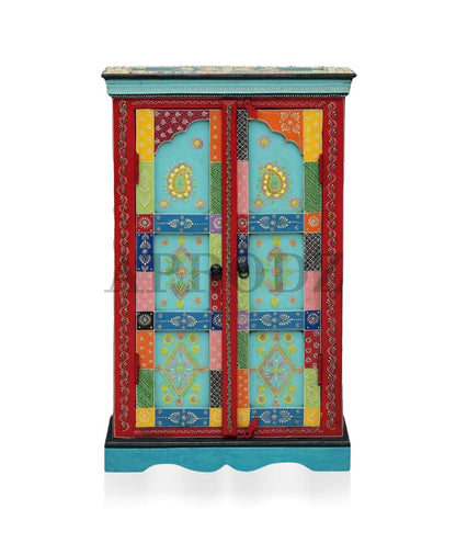 Wooden Handpainted Storage Cabinet for Home (Multicolor)