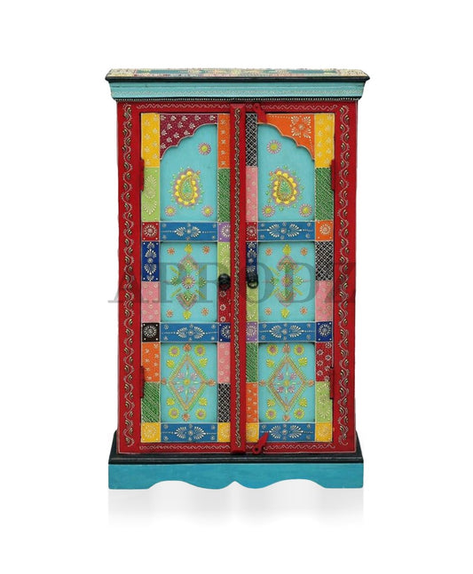Wooden Handpainted Storage Cabinet for Home (Multicolor)
