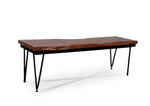 Acacia Wood Bench with Metal Frame – Modern Industrial Console Seating 