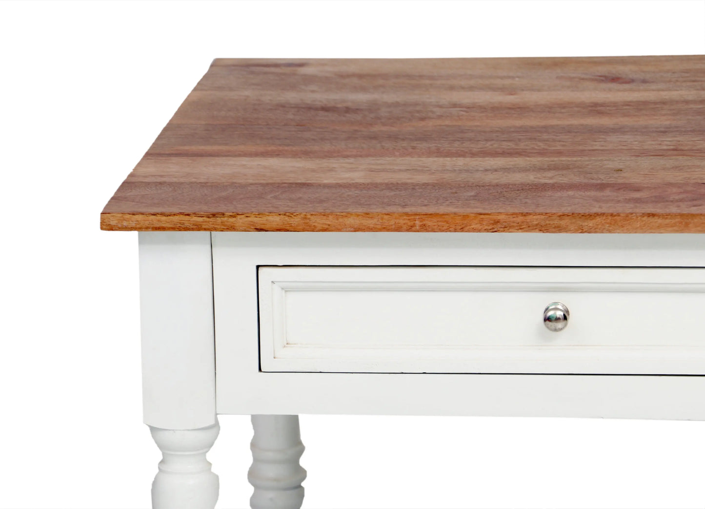 Mango Wood Adak Stylish Coffee Table with Drawer for Living Room | Center Table for Home | Brown & White Finish 