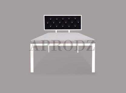 Single Size Bed with Upholstered Headboard | CR Steel Frame | Modern Platform Bed | Sturdy, Durable & Noise-Free | No Box Spring Needed | Stylish Furniture