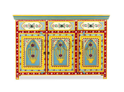 Wooden Handpainted Multipurpose Sideboard Storage Cabinet for Home (Multicolor)