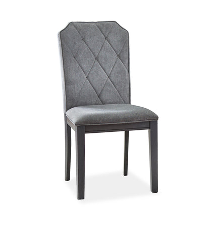 Round Mango Wood And Upholstered 4 Seater Dining Table Set | Grey + Light Grey Fabric Finish 