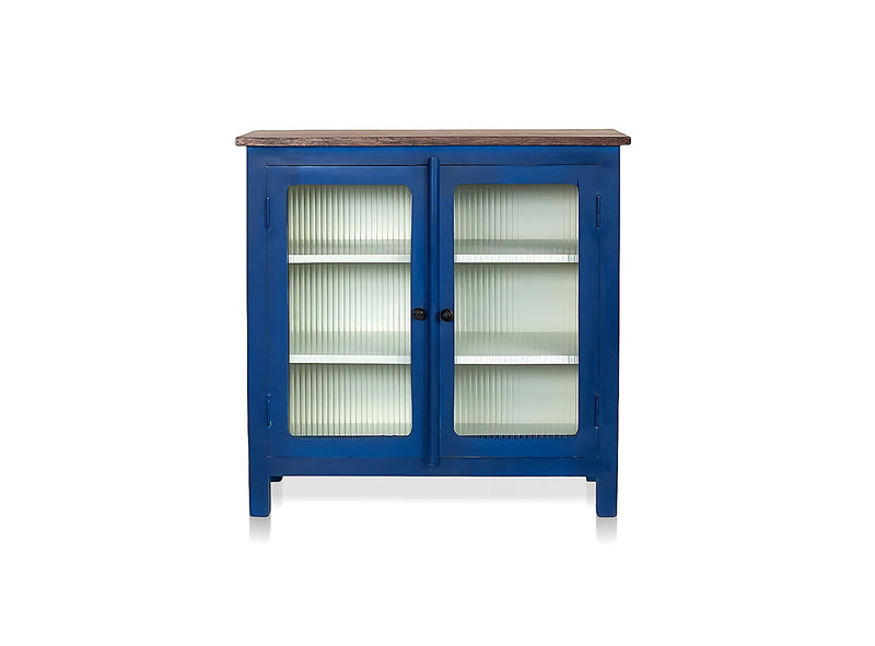 2 Door Cabinet with Wicker Front 2 Shelves | Mango Wood Storage Organizer | Rustic Durable Stylish Wooden Furniture | Compact Design Home Decor 