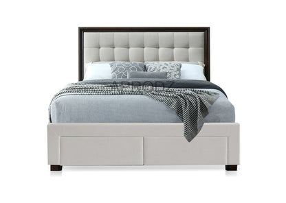 Modern King & Queen Size Storage Bed with Tufted Upholstered Headboard, 4 Drawers, Grey 