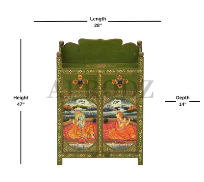 Handpainted Wooden Storage Cabinet Living Room (Multicolor)