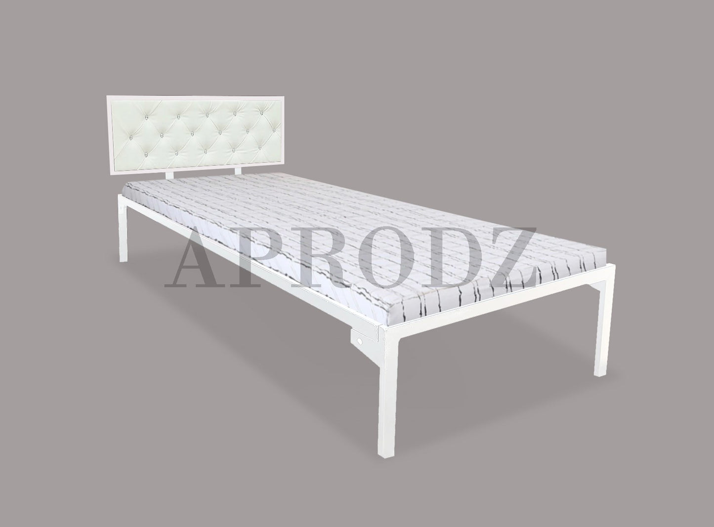 Single Size Bed with Upholstered Headboard | CR Steel Frame | Modern Platform Bed | Sturdy, Durable & Noise-Free | No Box Spring Needed | Stylish Furniture