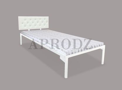 Single Size Bed with Upholstered Headboard | CR Steel Frame | Modern Platform Bed | Sturdy, Durable & Noise-Free | No Box Spring Needed | Stylish Furniture
