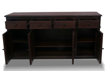 Solid Teak Wood Sideboard Cabinet with Two Spacious Drawers & Storage Shelves – Handcrafted Wooden Console Table for Living Room, Dining Room or Entryway