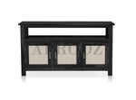 Kitchen Sideboard with Glass Doors | 2 Shelves Sheesham Wood Storage Organizer | Durable Stylish Wooden Furniture | Elegant Design Compact Multifunctional Home Decor 