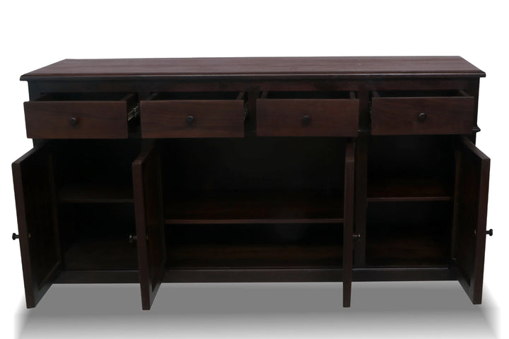 Translation missing: en.Solid Teak Wood Sideboard Cabinet with Two Spacious Drawers &amp; Storage Shelves – Handcrafted Wooden Console Table for Living Room, Dining Room or Entryway 