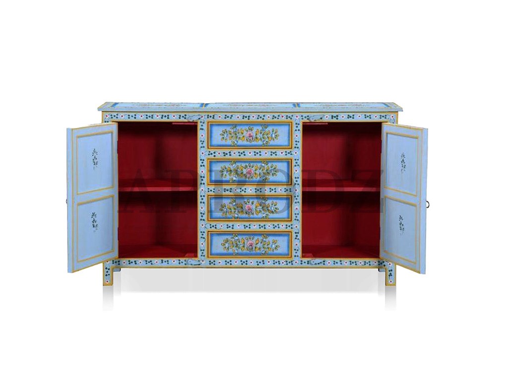Wooden Handpainted Multipurpose Sideboard Storage Cabinet (Multicolor)