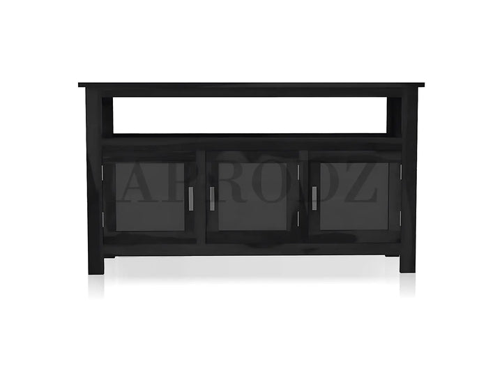 Translation missing: en.Kitchen Sideboard with Glass Doors | 2 Shelves Sheesham Wood Storage Organizer | Durable Stylish Wooden Furniture | Elegant Design Compact Multifunctional Home Decor 