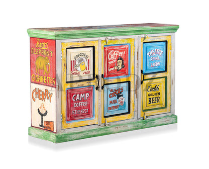 Wooden Handpainted Multipurpose Sideboard Storage Cabinet for Home (Multicolor)