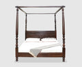 Sheesham Wood Four Poster Bed – King & Queen Size Wooden Bed, Dark Brown Finish 