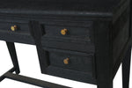 Solid Mango Wood Sandblasted Writing Desk with Hutch | Rustic Study Table with Storage Shelves and Drawers for Home Office 
