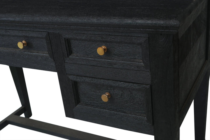 Translation missing: en.Solid Mango Wood Sandblasted Writing Desk with Hutch | Rustic Study Table with Storage Shelves and Drawers for Home Office 