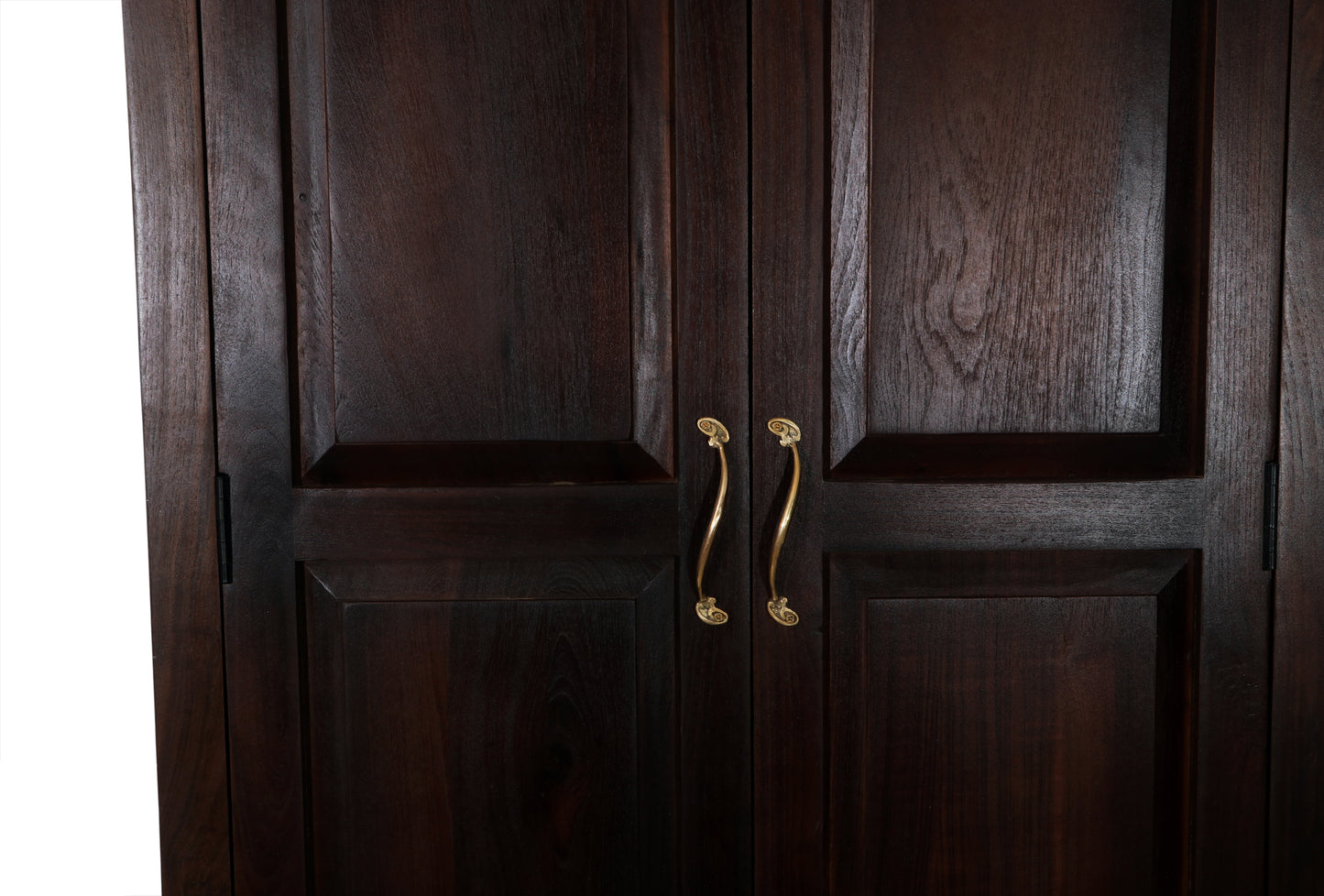 Solid Teak Wood 2-Door Wardrobe with Hanging Rod and Shelves | Premium Wooden Almirah for Bedroom | Natural Finish | Durable & Spacious Storage Cabinet 