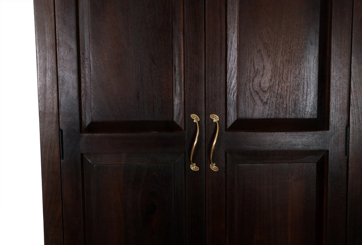 Translation missing: en.Solid Teak Wood 2-Door Wardrobe with Hanging Rod and Shelves | Premium Wooden Almirah for Bedroom | Natural Finish | Durable &amp; Spacious Storage Cabinet 