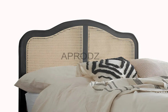Translation missing: en.Rattan Cane Bed with Headboard, King Size &amp; Queen Size Sheesham Wood Frame, Black 