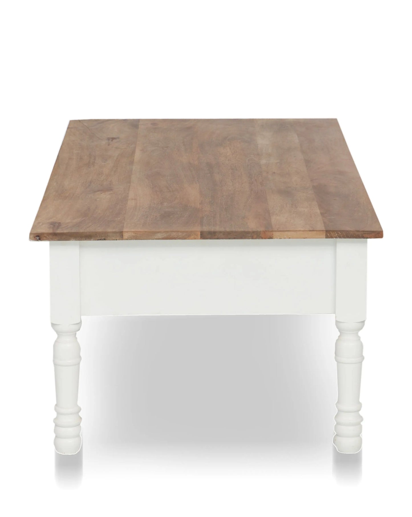 Mango Wood Adak Stylish Coffee Table with Drawer for Living Room | Center Table for Home | Brown & White Finish 