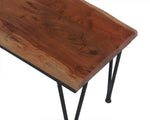 Acacia Wood Bench with Metal Frame – Modern Industrial Console Seating 