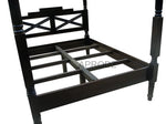 Sheesham Wood Canopy Bed Frame with White Curtains, King & Queen Size Available, Dark Brown 