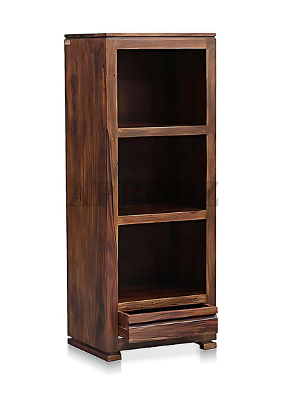 Bookshelf | Sheesham Wood Durable & Stylish Wooden Storage Organizer | Shelves Bookcase Rustic Elegant for Home Office Living Room | Compact Design Furniture Organizer (Brown)