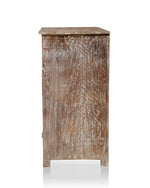 Hand-Carved Solid Mango Wood Chest of Drawers – Rustic Wooden Storage Cabinet with 4 Spacious Drawers for Bedroom, Living Room, or Hallway 
