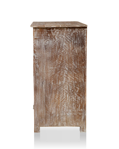 Hand-Carved Solid Mango Wood Chest of Drawers – Rustic Wooden Storage Cabinet with 4 Spacious Drawers for Bedroom, Living Room, or Hallway 