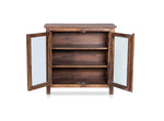 2 Door Cabinet with Wicker Front 2 Shelves | Mango Wood Storage Organizer | Rustic Durable Stylish Wooden Furniture | Compact Design Home Decor 