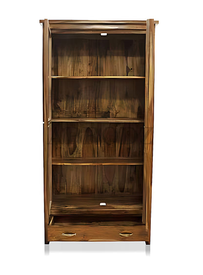 Bookshelf | Sheesham Wood Wooden Storage Organizer | Shelves Bookcase Rustic Durable, Stylish & Compact Design for Home, Office & Living Room | Furniture Organizer Elegant Finish (Brown 5)