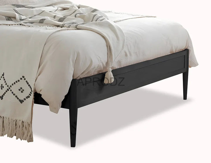Translation missing: en.Rattan Cane Bed with Headboard, King Size &amp; Queen Size Sheesham Wood Frame, Black 