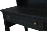 Solid Mango Wood Sandblasted Writing Desk with Hutch | Rustic Study Table with Storage Shelves and Drawers for Home Office 
