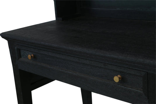Translation missing: en.Solid Mango Wood Sandblasted Writing Desk with Hutch | Rustic Study Table with Storage Shelves and Drawers for Home Office 