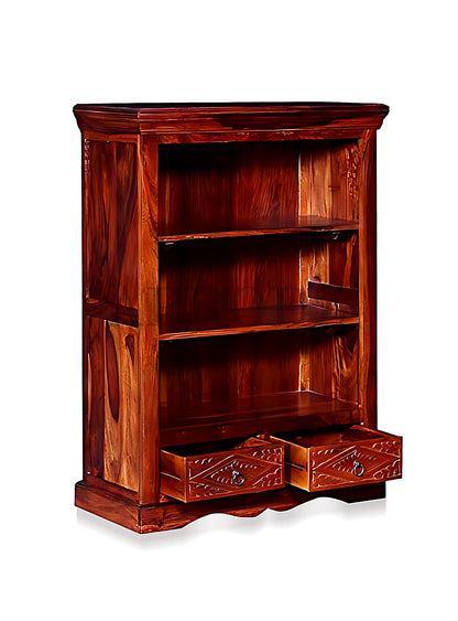 Bookshelf | Sheesham Wood Wooden Storage Organizer | Shelves Bookcase Rustic Durable, Stylish & Compact Design for Home, Office, Living Room | Furniture Organizer Elegant Finish (Honey Oak)