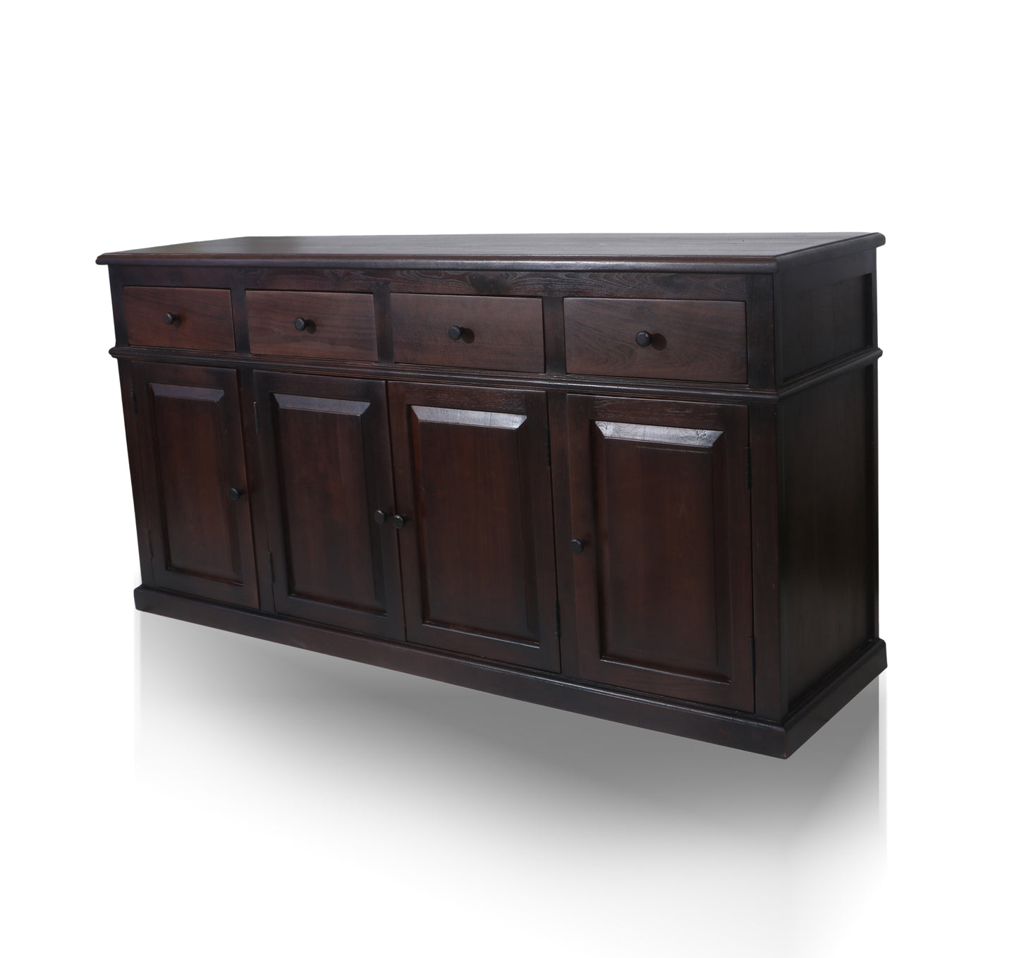 Solid Teak Wood Sideboard Cabinet with Two Spacious Drawers & Storage Shelves – Handcrafted Wooden Console Table for Living Room, Dining Room or Entryway 
