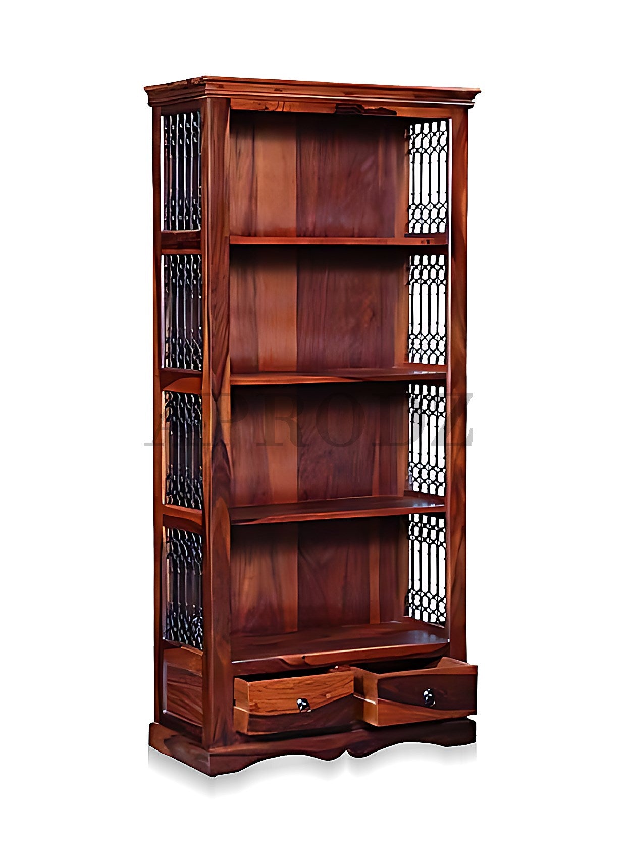 Bookshelf | Sheesham Wood Wooden Storage Organizer | Shelves Bookcase Rustic Durable, Stylish & Compact Design for Home, Office & Living Room | Furniture Organizer Elegant Finish (Honey 4)