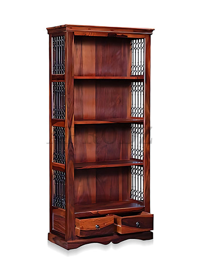 Bookshelf | Sheesham Wood Wooden Storage Organizer | Shelves Bookcase Rustic Durable, Stylish & Compact Design for Home, Office & Living Room | Furniture Organizer Elegant Finish (Honey 4)