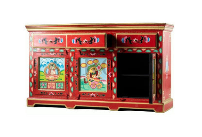 Wooden Handpainted Multipurpose Sideboard Storage Cabinet for Home (Multicolor)