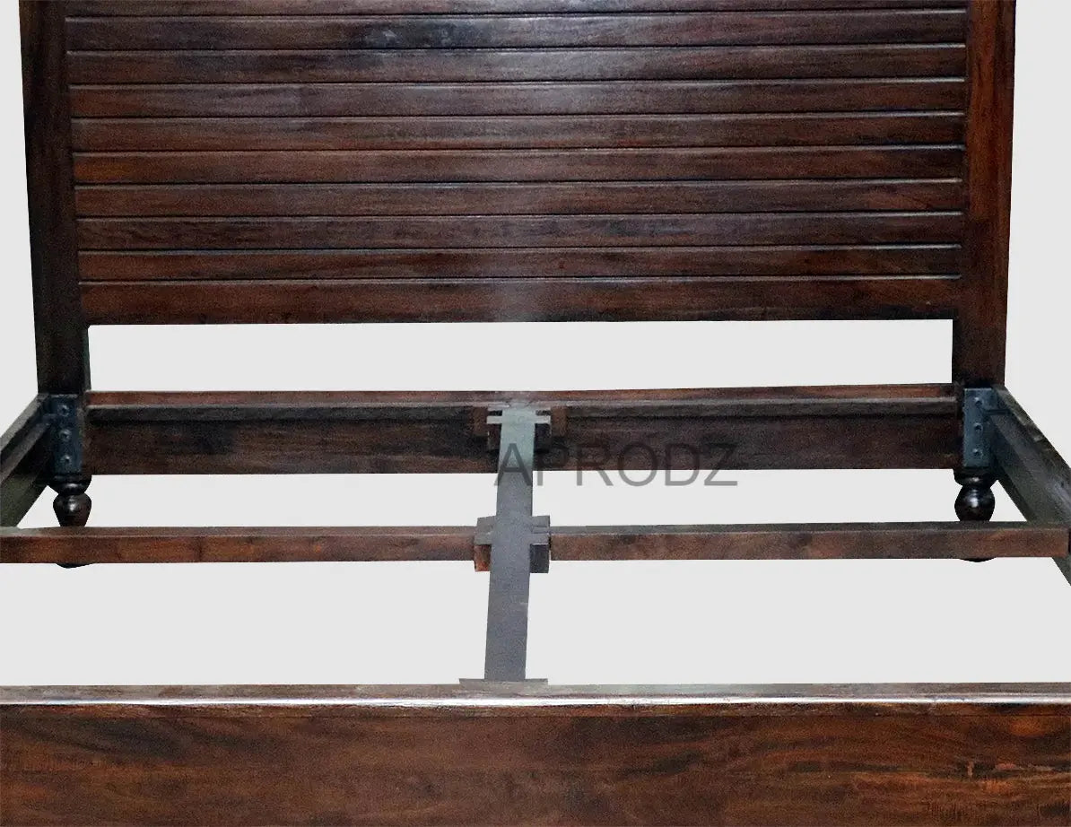 Sheesham Wood Four Poster Bed – King & Queen Size Wooden Bed, Dark Brown Finish 