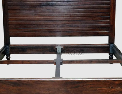 Sheesham Wood Four Poster Bed – King & Queen Size Wooden Bed, Dark Brown Finish 