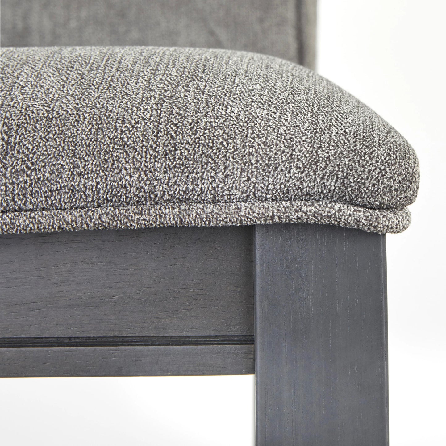 Hrith Round Mango Wood And Upholstered 4 Seater Dining Table Set | Grey + Light Grey Fabric Finish 