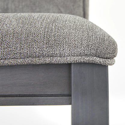 Hrith Round Mango Wood And Upholstered 4 Seater Dining Table Set | Grey + Light Grey Fabric Finish 